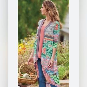 Soft Surroundings Daydreams Duster Open Front Cardigan Topper Waterfall Duster L